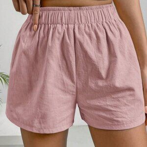 SHEIN EZwear Fashion Solid Color Pink Elastic Waist Wide Leg Shorts Womens XS